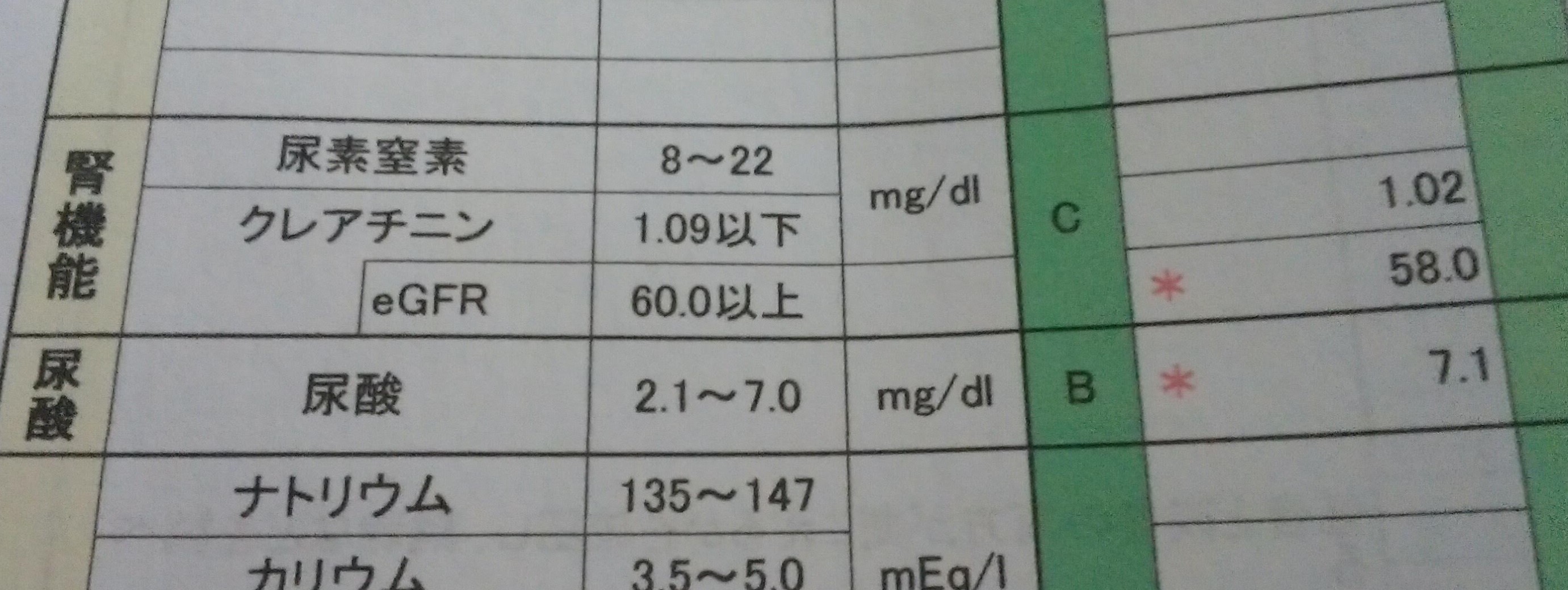 2022年の尿酸値・腎機能
